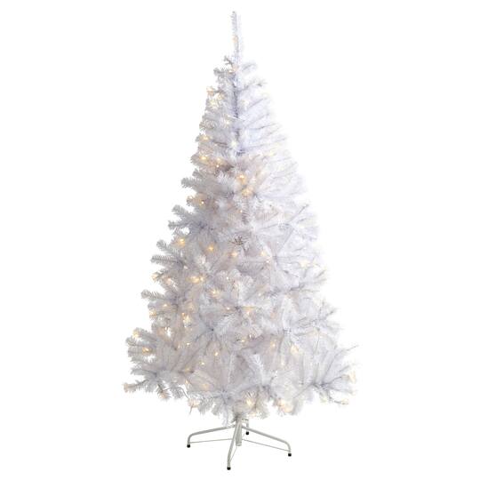 6ft. Pre-Lit White Artificial Christmas Tree, Clear LED Lights